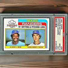 1982 Topps - Al Oliver / George Medich #36 Batting / Pitching Leaders PSA 9