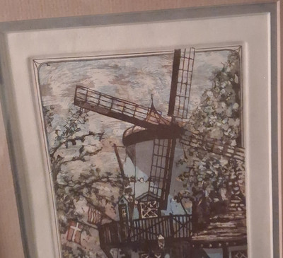 Karl Wagner Signed Print ''Das Verschwundene Mühlrad'' Windmill Framed Art
