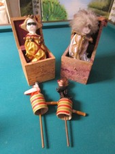 1920s Doll Jack In The Box Harlequin  White Clown - Push Ups Clowns-Pick 1 