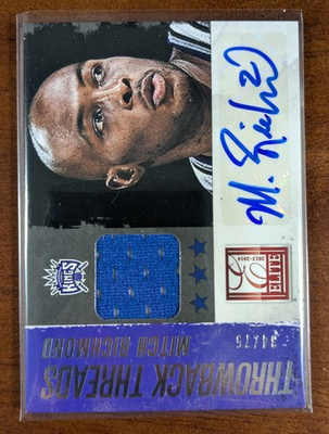 #ad 2013 14 Panini Elite Throwback Threads Auto 75 Mitch Richmond #13 🔥 Kings HOF $24.95