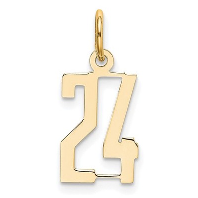 14k Gelbgold kleine längliche Zahl 24 Charm