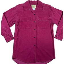 Vintage Alfred Sung Corduroy Shacket Pink Magenta Long Sleeve Oversized 8 HK