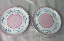 2 Caleca Italy Pink Garland 8" Lunch Salad Dessert  Plates