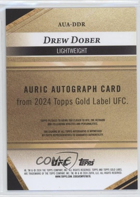 2024 Topps Gold Label UFC Auric Auto /199 Drew Dober #AUA-DDR Auto - Image 2 of 2