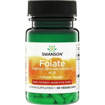 Swanson Folate 5-Methyltetrahydrofolic Acid 800 Mcg 30 Veggie Capsules