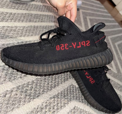adidas Yeezy Boost 350 V2 Black/Red Low Top Lace-Up Sneakers SPLY-350