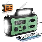 Hand Crank Emergency Solar IPX3 FM AM Weather Radio 10000mAh Power Bank Light