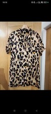 Pretty Little Thing Leopard Print Shirt Satin Dress Size 8