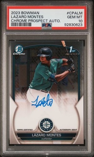 PSA 10 LAZARO MONTES AUTO 1st 2023 Bowman Chrome Prospects Mariners RC GEM MINT