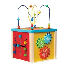 Montessori Wooden Activity Cube Toy – 5-in-1 Learning Play Center for Toddlers