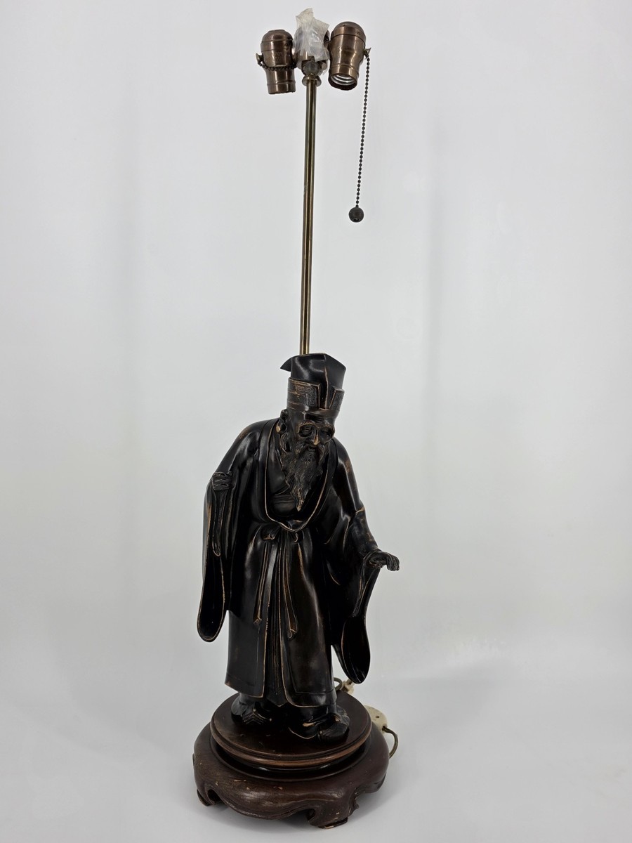 Rare 19th C Antique Japanese Meiji Bronze Sculpture / Lamp Statue