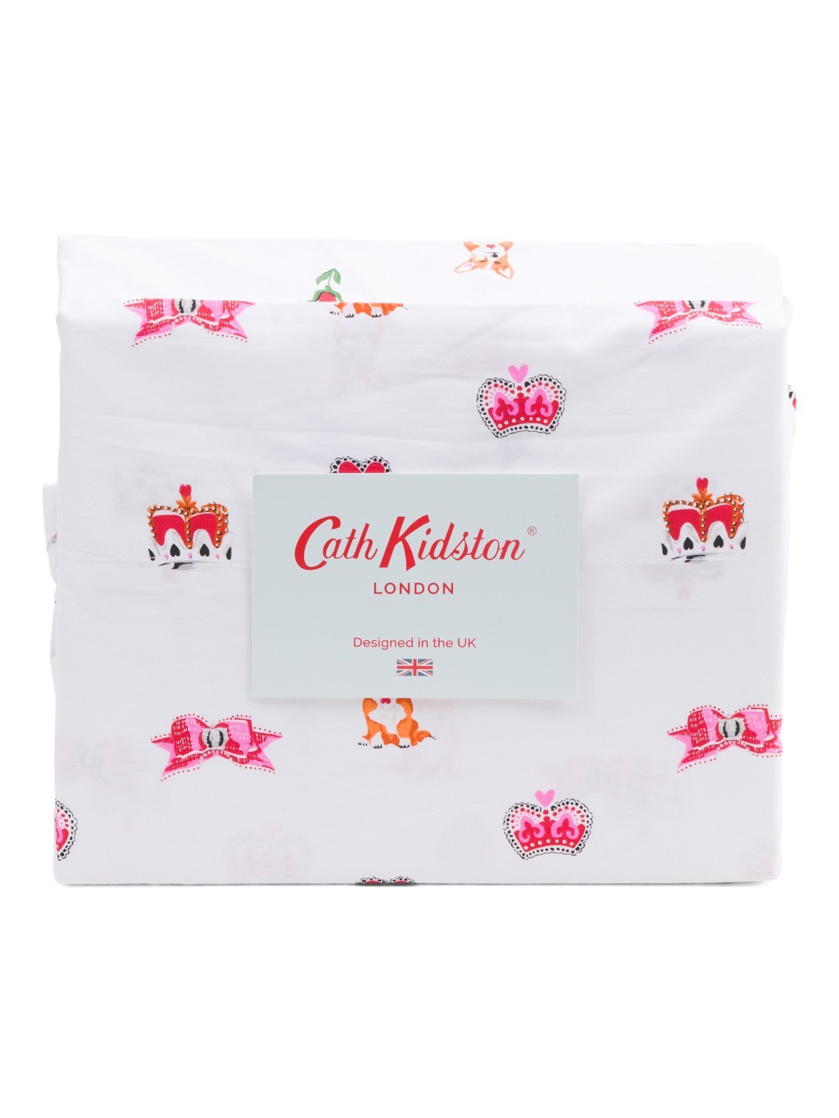 Cath Kidston London Royal Ditsy Corgi, Hearts,Crown Cotton New Sheet Set FULL