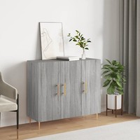 Sideboard Sonoma Eiche Grau 90X34X80 Cm Holzwerkstoff Nachbildung