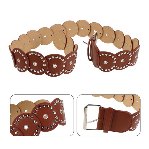 Ceinture Kaporal Cloutée Cuir Marron - Taille M - Occasion - Style Unisexe