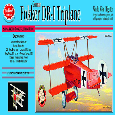 Guillow'S Guillows Fokker Dr1 Triplane Laser Cut Model Kit 204