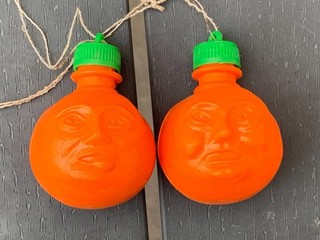 2 Bonbon poudre fruit citrouille Halloween vintage fin 70 's Boule de Noël