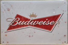 Budweiser Metal Sign Garage Man Cave Wall Décor 11.75" x 7.875"