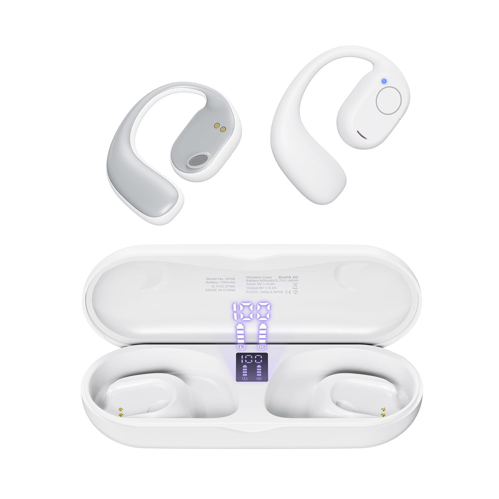 Open Ear Bluetooth Headphones, 40 Hours Playtime Bluetooth 5.3 Wireless Sport...