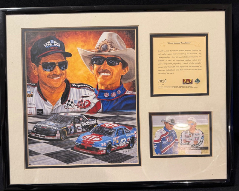 NASCAR DALE EARNHARDT & RICHARD PETTY 1995 KRST LITHOGRAPH 7810/12,500