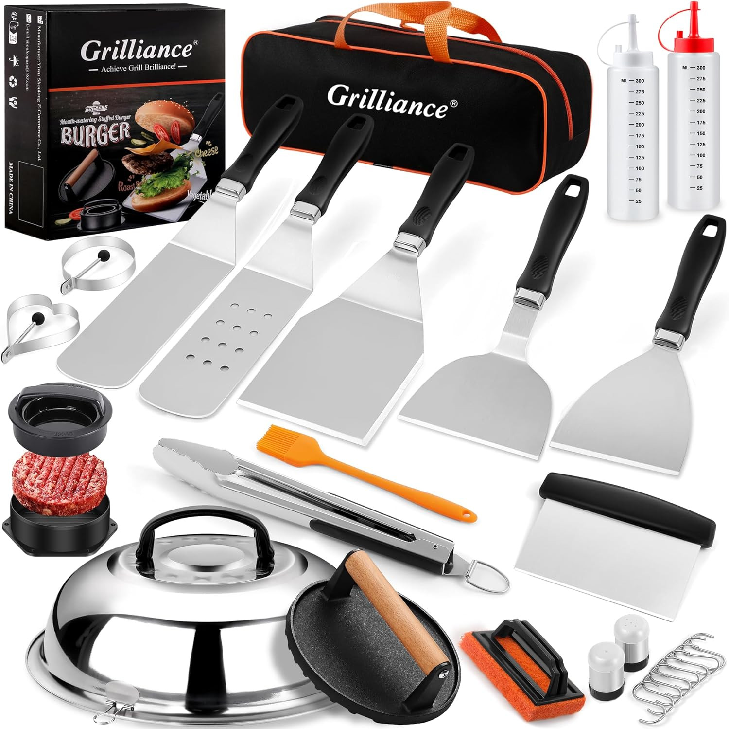 Set 27 Accessori Barbecue Professionali Acciaio Inox | Kit Griglia Uomo