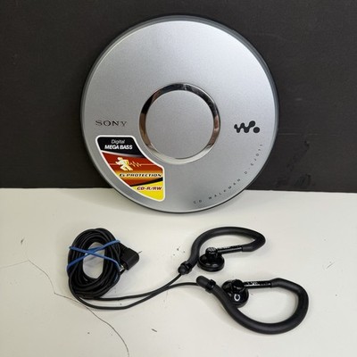 Sony D-EJ011 CD Walkman Portable CD Player Discman Silver w/ Earbuds- WORKS