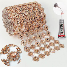 Rhinestone Ribbon, 4In X 3Yards 6Rows Mesh Fabric, Bling Roll for Crafts, Mum Wr