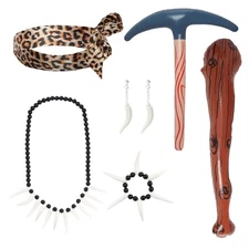 Fumwase 6pcs Cave Women Costume Set Tooth Necklace Bracelet Earring Inflatabl...