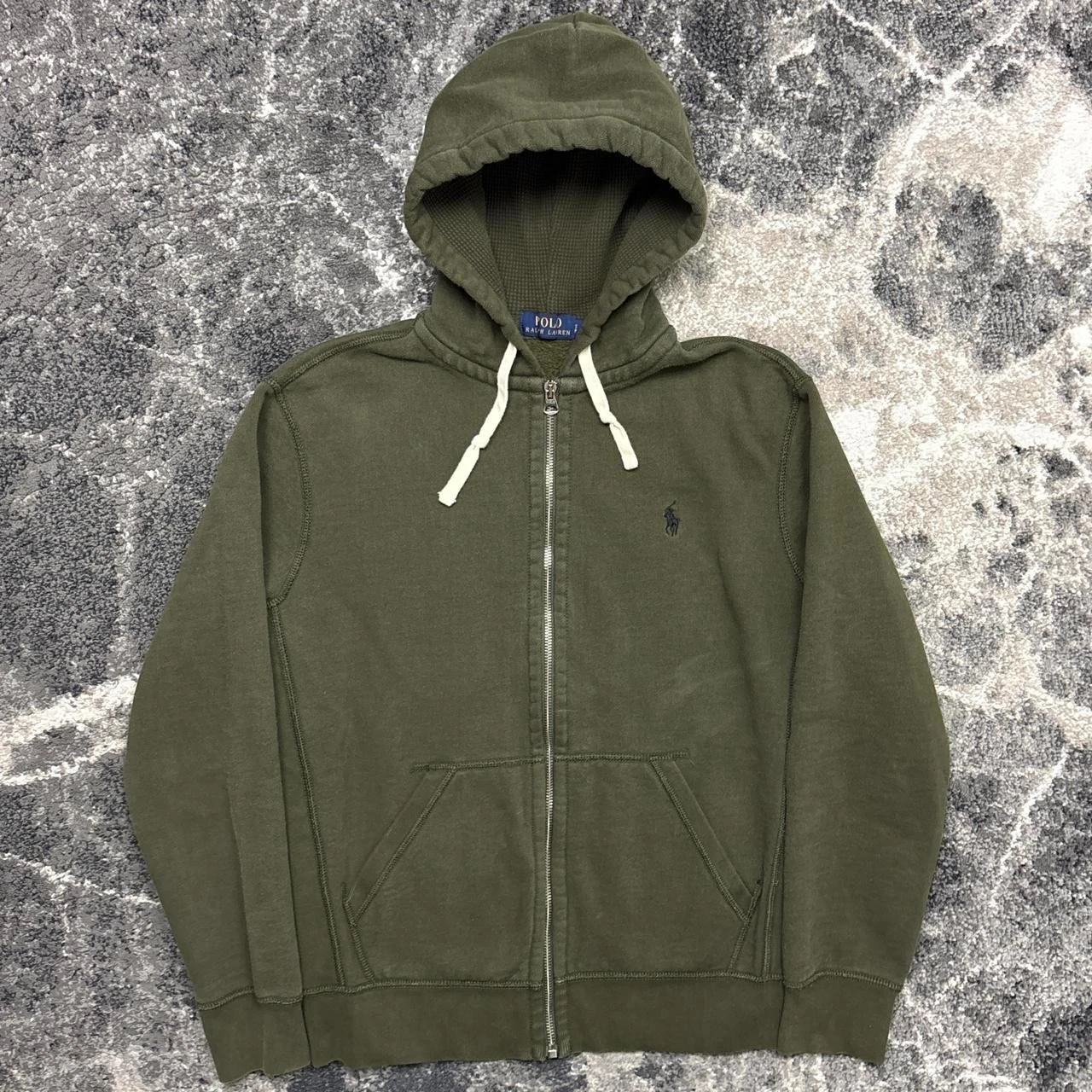 Polo Ralph Lauren Hoodie Mens Small Green Full Zip Sweatshirt Fleece Pony Olive