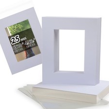 Acid Free 8x10 Pre-Cut Picture Mat Board Kit for 5x7 Photo, Includes 25 White...