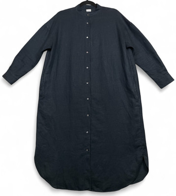 Aspesi Linen Dress Womens 40 6 Indigo Navy Blue Midi Lagenlook Minimalist Italy