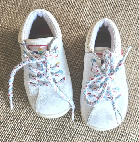 Vintage 1993 Playskool Toddler White Leather High Top Tennis Shoes Size 5