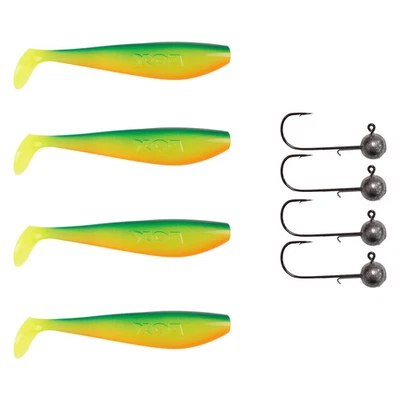 4X Fox Rage Sandre Pro Shad + 4X Pamchion Têtes Jig Set 8 Pièces Blue Back - Photo 1/4