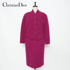 Christian Dior Suit Set Purple Jacket and Pencil Skirt Size M 59cm Length