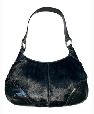 Amanda Smith Y2K Vintage Leather and fur Hobo Shoulder Bag