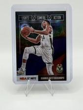 2019 Hoops Premium Stock Giannis Antetokounmpo Lights Camera Action Purple #19