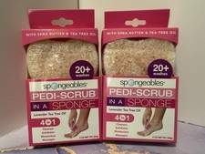 2x Spongeables Pedi-Scrub In A Sponge Lavender Tea Tree 20 Washes Per Sponge