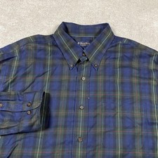 Brooks Brothers Shirt Mens XL Blue Plaid Long Sleeve Non Iron Button Down Pocket