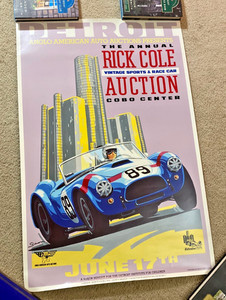 RICK COLE 1989 Detroit Cobo Center Sport & Race Car Auction Poster SHELBY COBRA