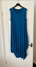 BNWOT YONG KIM QVC Blue Modal Jersey Lagenlook Sleeveless Long Tunic Dress Sz 18