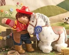 Vintage Cabbage Patch Kids Show Pony & Kid In Western Outfit With Box