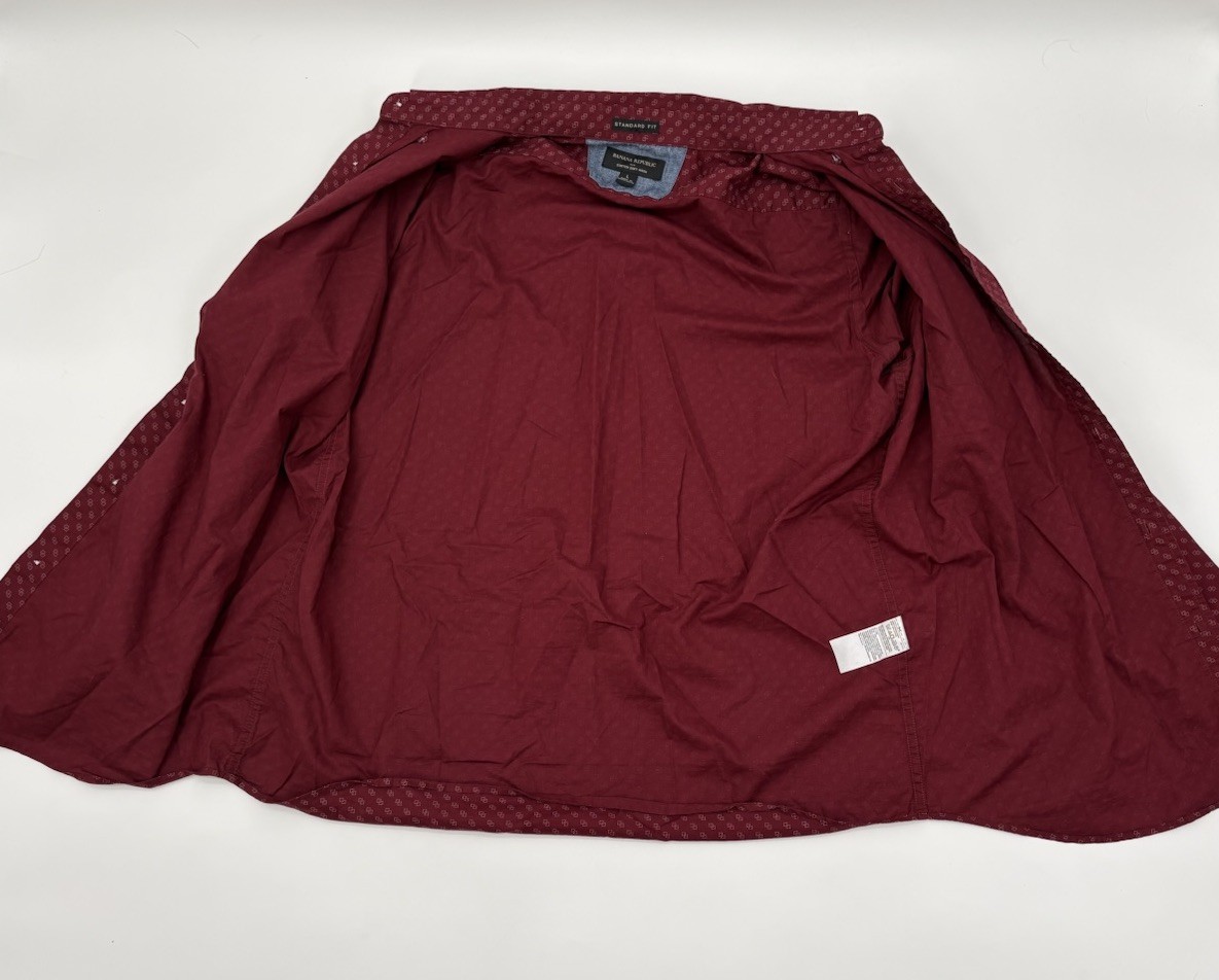 Banana Republic Red Patterned Button Down Standar… - image 3