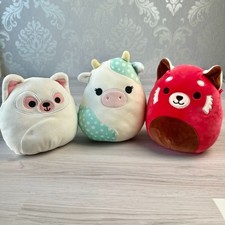 Squishmallows Trio 8" Cici Red Panda Balana Cow & Kaitlyn Lemur Collectable