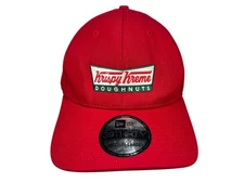 KRISPY KREME DOUGHNUTS Red New Era COMPANY BASEBALL HAT Employee Work Cap Sz M/L