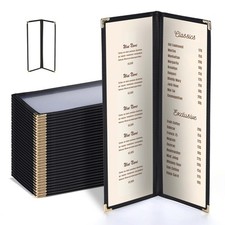 WeChef 30 Pcs Restaurant Menu Covers Holders for 4.25 x 14" Paper 2 Page 4 View