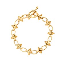 Dainty 18K Gold Riveted Oval Link Layered Bracelet for Women Jewelry Gift