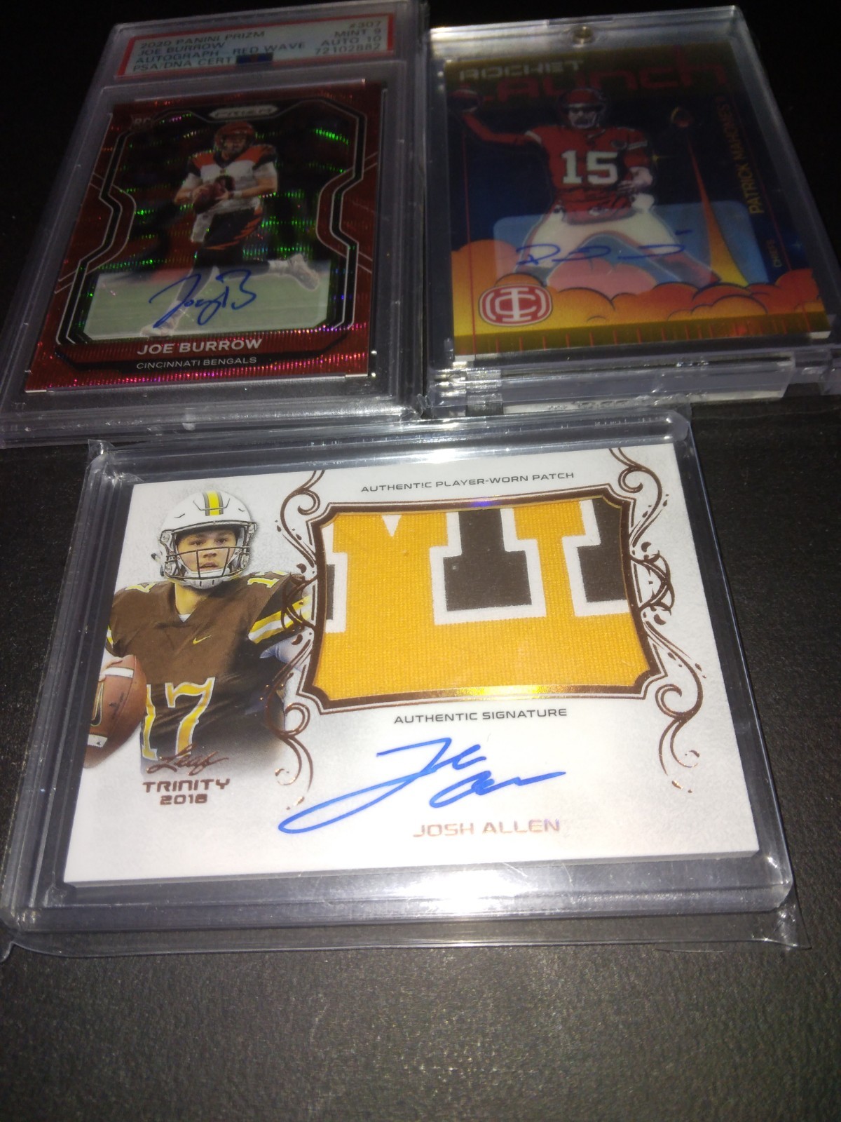 NICE! 3 CARD AUTO LOT! (MAHOMES,ALLEN,  and JOE BURROW PSA RED WAVE Graded 9) view 13