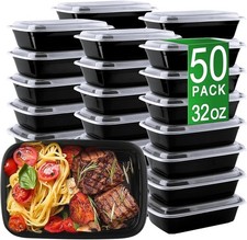 "Meal Prep Containers With Lids Reusable Plastic Food Storage 32 oz Lunch Box "