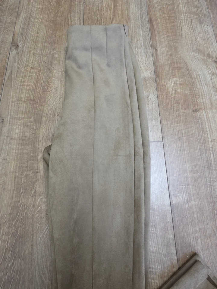 Zara Brown Faux Suede Stretch Skinny Leggings Size S Used Good Condition  - Image 2 of 4