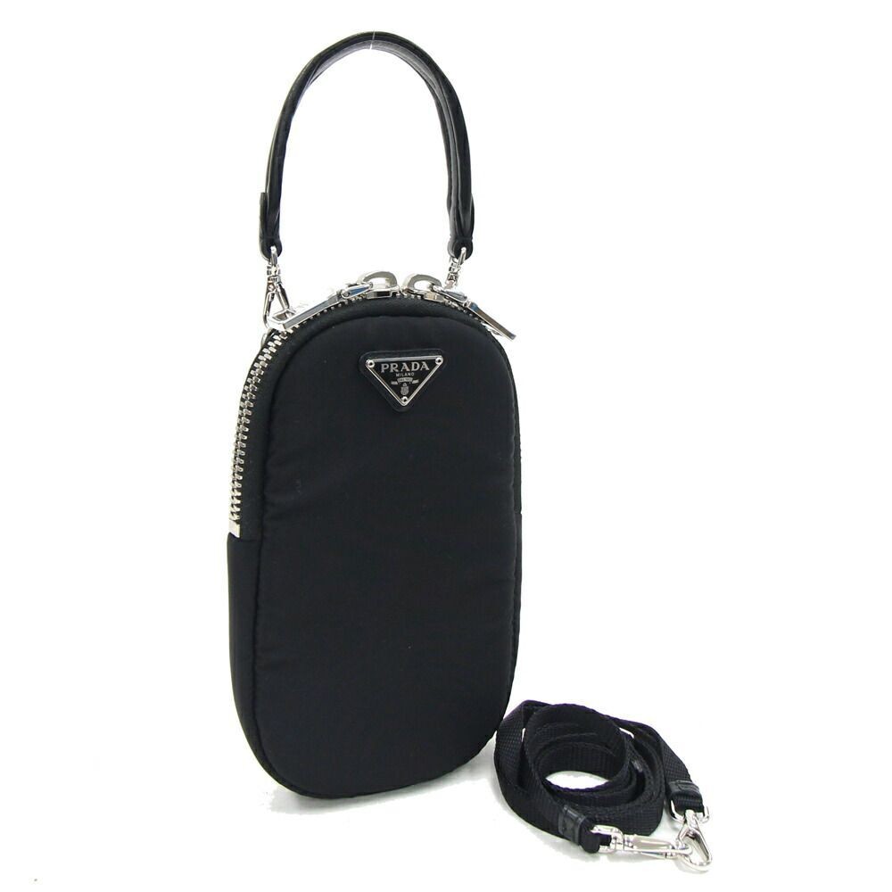 Prada Black Nylon Leather 2Way Shoulder Bag Crossbody Pochette Mini 1Dh030