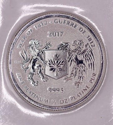 2017 Canada $50 1/2 oz Platinum War of 1812 .9995 Fine Coin